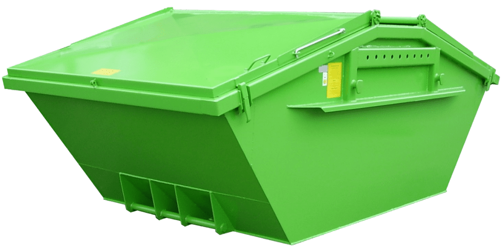 Symmetrical tub container with lids according to DIN 30720-1 (triple dump pin)